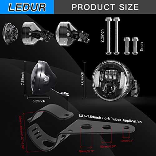 LEDUR 7 Inch Motorcycle Headlight Round DOT Approved with Turn Signals DRL Housing Bucket Clamp Brackets for Yamah Honda Suzuki Kawasaki Cafe Racer Bobber Chopper Scrambler Street Tracker - size: C2 7Inch Motorcycle Headlight