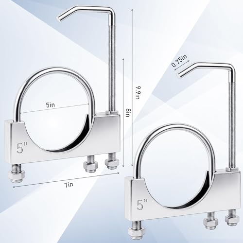 행거 포함 12.7cm(5인치) 범용 배기 클램프 2개 - size: 5 Inch