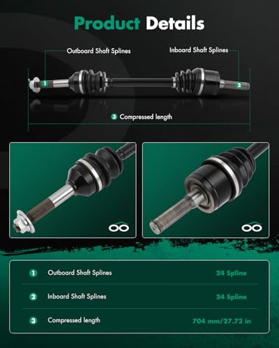 SCITOO Pair Rear CV Axle Shaft Assembly for Kawasaki Teryx 750 2008-2011