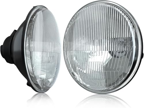 Compatible with jeep Wrangler TJ 1997-2006 H4/9003 LED Headlight Bulbs + 7 Inch H6024 Glass Round Headlight Housing,High Low Dual Beam,Original Classic Look Conversion Pair Kit Pair