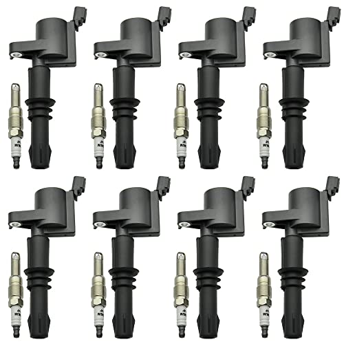 8PCS FD508 Ignition Coil Pack & Spark Plugs Compatible with Ford/Lincoln - size: FD508