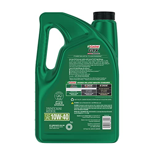 Castrol GTX High Mileage 10W-40 Synthetic Blend Motor Oil, 5 Quarts (Pack of 2) - size: 5 Quarts (Pack of 2)