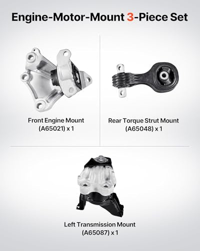VEVOR Engine Motor Mount and Transmission Mount Kit Replacement, Set of 3, Compatible with 2012–2013 Honda Civic 1.8L Coupe, Replace OE# A65048, A65021, A65087, Secure Support - size: 2012–2013 Honda Civic 1.8L