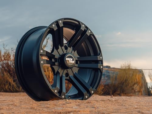RockTrix RT101 14x7 ATV UTV Wheel 4x110 5+2 Offset, Matte Black, 4pc Set - size: 14x7 (5+2)