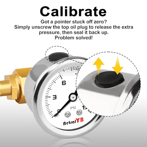0-15Psi Inline Fuel Pressure Gauge Test Kits, 1-1/2" Dial Size