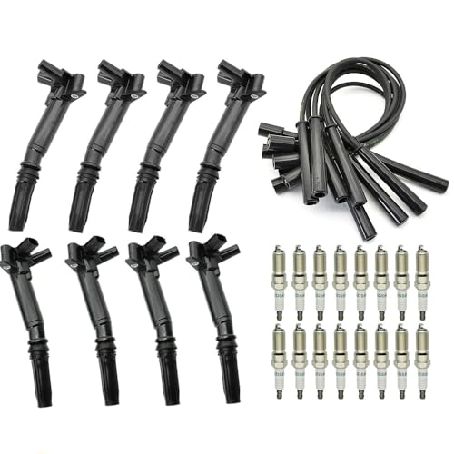 Set of 8 UF639&UF631 Ignition Coil with 16 pcs Platinum Spark Plug and Wire Compatible with 2010-2016 Ford F150 F250 F-350 6.2L - size: UF639/UF631