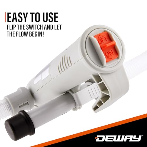 DEWAY Fuel Transfer Pump, Auto Stop, Gas Can Pump, 51" Hose, 4 AA, 3.2 GPM - style: Auto-Stop