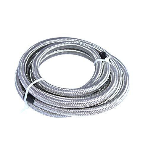 20FT 6AN 3/8" Braided Stainless Steel CPE Fuel Line Hose with 10PC Swivel Fitting Hose Ends Adapter Kit - size: 20FT + 10pcs Fitting Kit