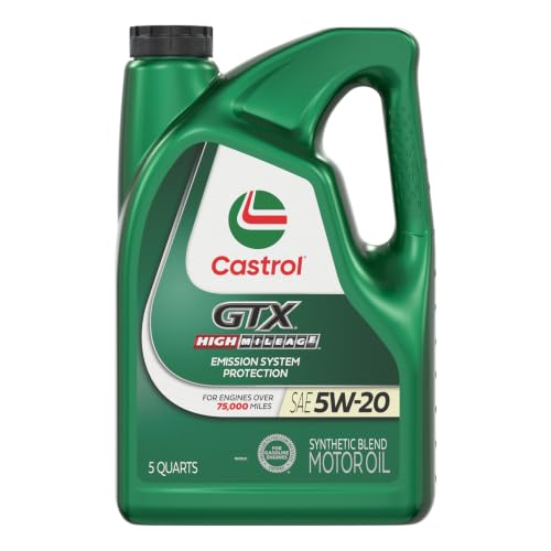 Castrol GTX High Mileage 5W-20 Synthetic Blend Motor Oil, 5 Qt, Pack of 3 - size: 5 Quarts, Pack of 3