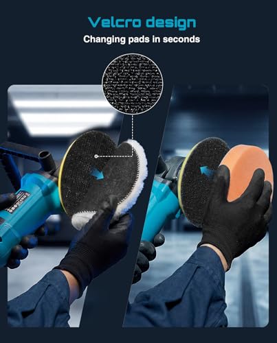 SEESII Car Buffer Polisher 1600W 7 Inch/6 Inch Rotary Buffer Polisher Waxer