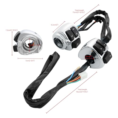DREAMIZER Motorcycle 1" Handlebar Switches Control and Wiring Harness Compatible with Harley Softail Dyna Sportster V-Rod 1996-2012, Chrome (1 Pair) - color: Chrome