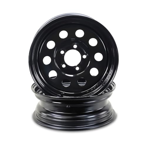 LIBRA 15 x 5 Trailer Wheels 5 Lug on 5" Bolt Pattern Black Mod, Set 2-17027