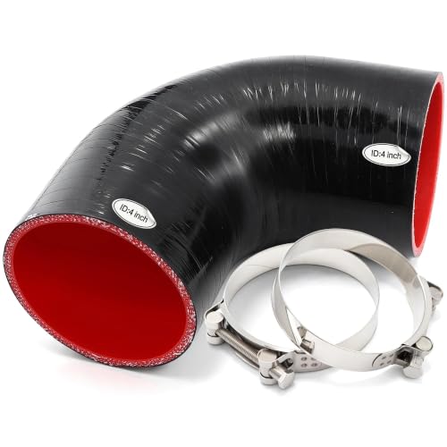90 Degree Elbow Coupler ID 4 Inch 5-ply Silicone Hose&Clamp,3.5"Leg Length - size: 5-Ply ID 4 Inch