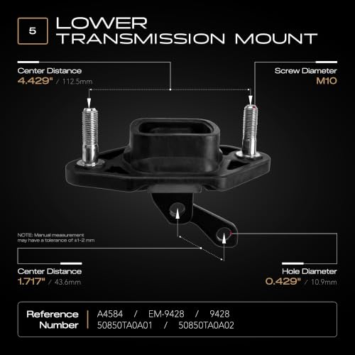 5PCS Engine Motor and Transmission Mount Kit Compatible with Accord and TSX - size: 2009-2012 Accord 2.4L Auto