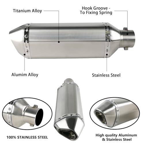 PACEWALKER Motorcycle Slip On Muffler, 1.5-2", 38-51mm Inlet, Titanium - size: Titanium