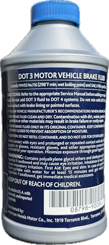 A cura DOT 3 Brake Fluid, Oils & Fluids, Formulated for Acura Vehicles, 12 Fl Oz