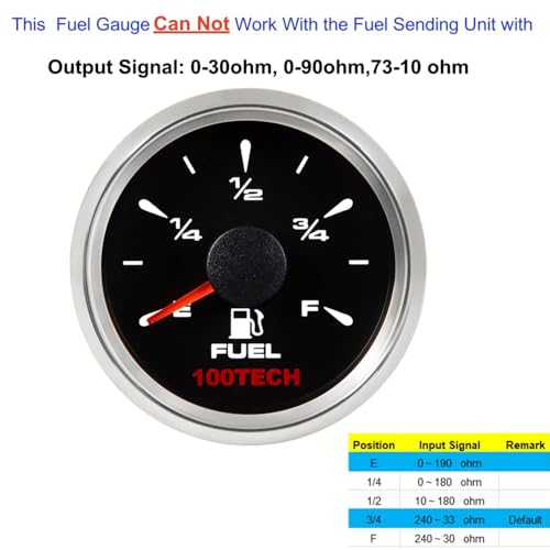 100TECH Fuel Level Gauge 240-33 Ohms Boat Fuel Gauge Fuel Gas Gauge Black - size: Black(Signal Selectable Fuel Gauge), style: Signal Selectable Fuel Gauge
