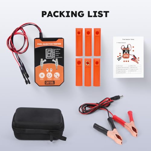 CMTOOL Fuel Injector Tester and Cleaner Tool Kit, Upgraded 6 Cleaning Adapters & 8 Pulse Modes, DIY Tool, Car Fuel Injector Cleaner Kit, 5V/12V Output Voltage Level