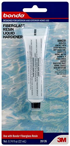 Bondo Fiberglass Resin Liquid Hardener, Designed For Interior and Exterior Use, 0.74 Fl oz, 1 tube