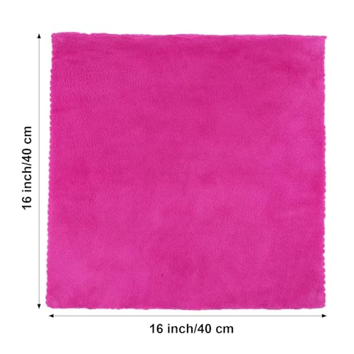 Shimeyao 30 Pcs 16 x 16 Inch Edgeless Microfiber Plush Towels for Cars Detailing Drying Wash Polishing Absorbent Cleaning Cloths, 500 GSM (Fuchsia) - color: Fuchsia, size: 16 x 16 Inch