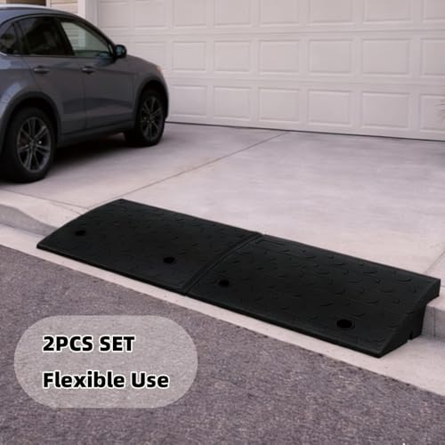 BESEA Rubber Curb Ramp 6" Rise 17" Long Driveway Threshold Ramp 2 Pack - size: 6" Rise