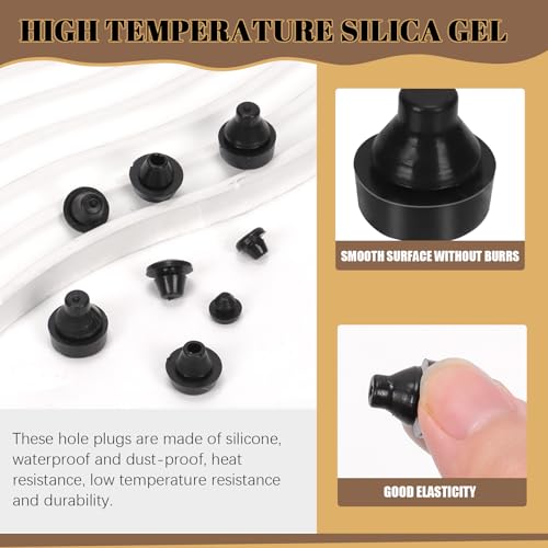 70Pcs Rubber Silicone Push in Bumpers Set, TNF-3/4/5/6/7/8 Black Automotive Support Foot Pads Hole Plug for Replacing Lost Bumpers