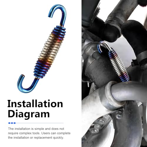 2 PCS Motorcycle Exhaust Muffler Springs, 1.57" - 2.36" Retractable Exhaust Pipe Spring with Hook, Vibration-damping Muffler Hardware, for Most Motorcycles Scooters ATVs (Blue) - color: Blue