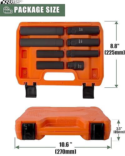 8-Piece Spline Socket Set for 5/6/7/12 Aftermarket Spline, Hex & Spike Lug Nuts, CR-V Steel SAE& Metric Wheel Lock Key Set, Portable Lug Nut Removal Tool Kit - size: Multi-Spline Socket Set