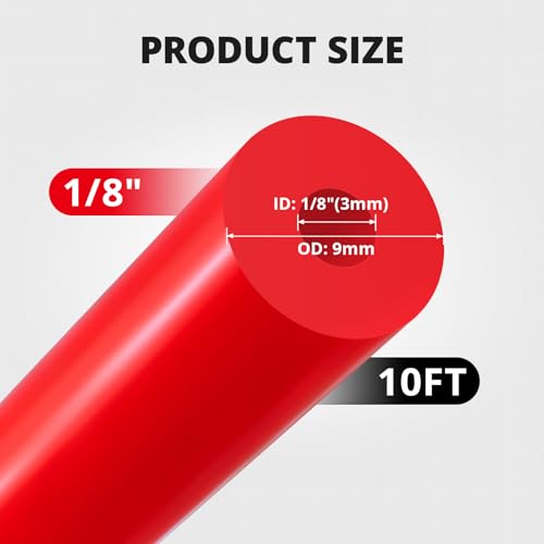 EVIL ENERGY 1/8 Silicone Vacuum Tubing Hose Line 10FT 130PSI Max Pressure Red (3mm ID) - color: Red, size: 1/8 10FT