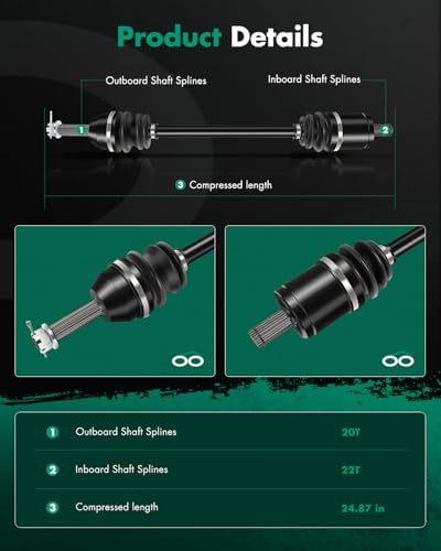 SCITOO Pair Front CV Axle Shaft Assembly for Polaris Ranger 500 700 2008