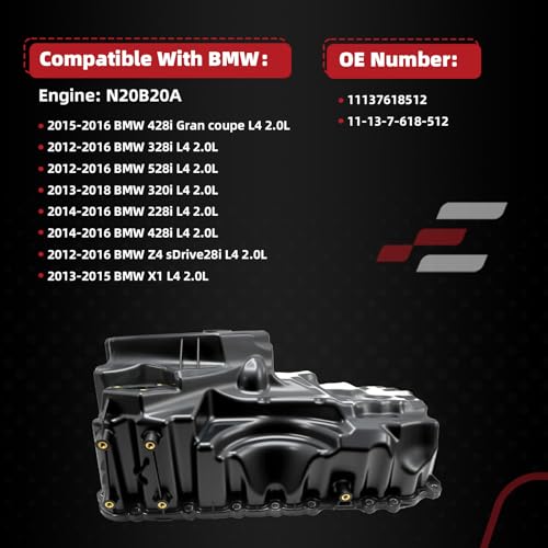 EPPO Transmission Oil Pan 11137618512 2013–2018 fit for B-MW 528i, 328i, 320i, X1, Z4, 228i, 428i 2.0L N20, N26 SULEV 11-13-7-618-512 - size: 11137618512