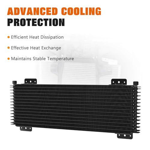 LPD47391 Low Pressure Drop 40k Transmission Oil Cooler Compatible with Tru Cool Heavy Duty 40,000 GVW Max Trans Cooler with Mounting Hardware (Black) - color: Black