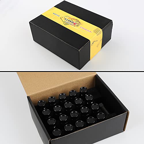 20PCS Closed End Lug Nuts M12X1.5 Wheel Rims Lug Nuts +Socket (Black) - color: Black