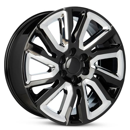 New OEM Replacement Wheel for 2019-2021 Dodge Ram 1500 22x9 inch Aluminum Rim Black With Chrome Inserts Black Fit 275/50R22 - size: 22x9 - OEM Replacement