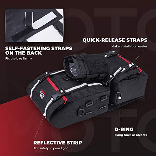 KEMIMOTO ATV Fender Bag 130% Larger Water-resistant With Drink Holder - color: Black