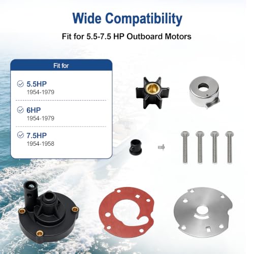 MARKGOO Water Pump Repair Kit 763758 for OMC Johnson Evinrude 5.5 6 7.5 HP - color: 763758 fits 5.5 6 7.5HP