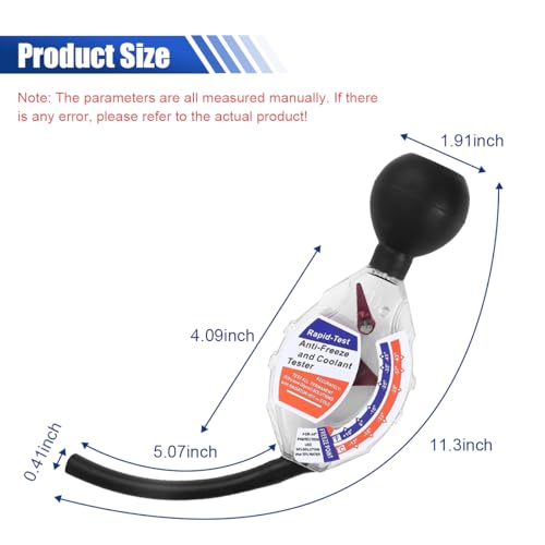 Dial Type Antifreeze Coolant Tester, Accurate Automotive Battery Liquid Hydrometer Densitometer 6/12/24V for Ethylene Glycol Coolant, Universal Freeze Testing Tool with °F/°C Dual Scale