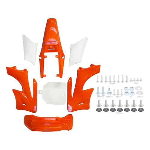 Complete 7-Piece Plastic Body Fairing Kit for Apollo Orion 110cc 125cc 150cc 200cc Pit Dirt Bike – Front Fender, Rear Fender, Side Panels, Tank Shrouds, Number Plate, Red (Orange, 1, 1) - color: Orange
