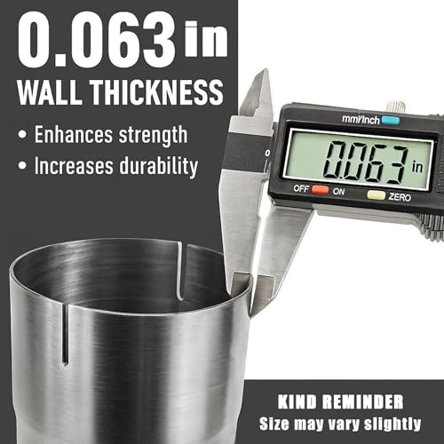 3.5 Inch Exhaust Pipe, T304 Stainless Steel (SS Tubo), Flared Slotted, Polished Finish, Tailpipe 17.3” L, 3 1/2” OD to ID Adapter, Straight Tubing - size: QK3.5"-17.3"