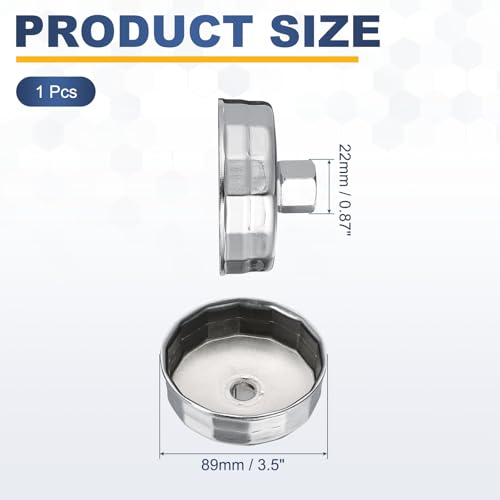 HARFINGTON Oil Filter Cap Wrench 15 Flute 89mm Inner Dia 1/2" - size: 89mm x 15 Flute(907)
