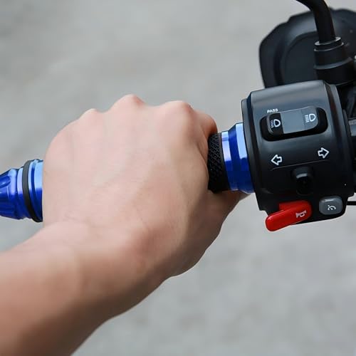 DREAMIZER 7/8 Handlebar Grips Non-Slip Motorcycle Grip w/Throttle Handle Grips Cable Clamp Compatible with Harley Honda Yamaha and More - color: Blue