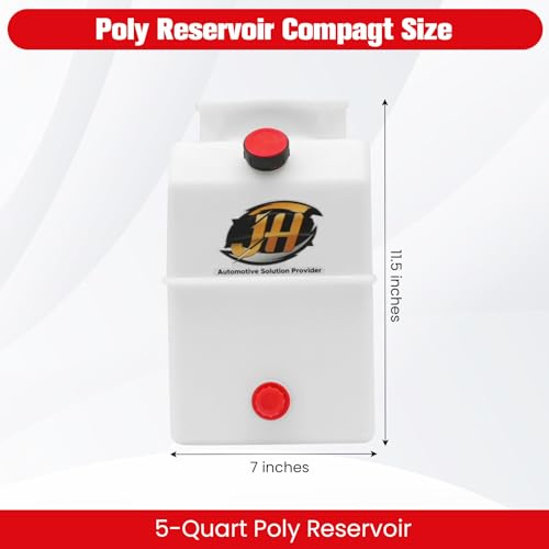 5 Quart Poly Power Unit Reservoir for Hydraulic Systems, Polyethylene Flat Bottom Utility Fluid Tank for Dump Trucks Trailers RVs Boats - size: 5 Quart