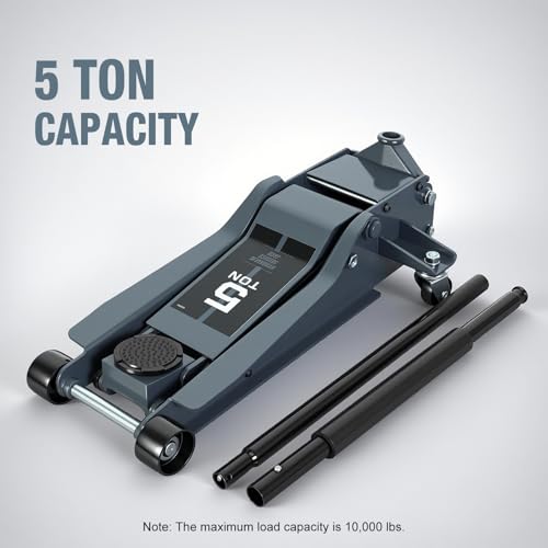 5 Ton Hydraulic Low Profile Floor Jack, Grey - color: Grey