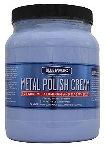 Blue Magic 550 Metal Polish Cream Non-Abrasive Tarnish and Oxidation Remover for Chrome, Aluminium, Brass, Copper, Sterling Silver and Stainless Steel, 72.oz., Pack of 1 - size: 72 Ounce