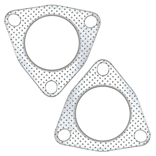 2.5 Inch Exhaust Gasket 3-Bolt Flange 63.2mm Graphite w/Fire Ring 2 Pcs - size: 2.5 in