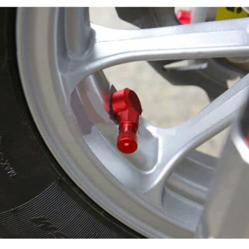 TEAMWILL 2PCS Motorcycle CNC Aluminum 11.3mm Tire Wheel Stem Valve 90 Degree Angled (Red) - color: Red