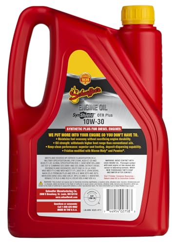 Schaeffer Manufacturing Co. 0711CK4-006S SynShield OTR Plus Diesel Engine Oil 10W-30, 1-Gallon Bottle