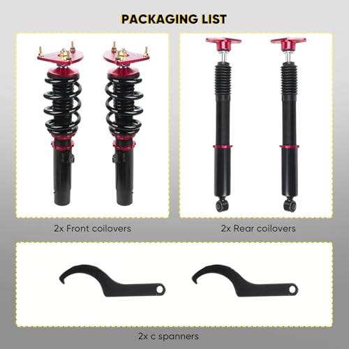 Adjustable Coilovers Suspension Kit fit for 2004-2013 for Mazda 3 Coilover Struts Spring Shocks(Red)