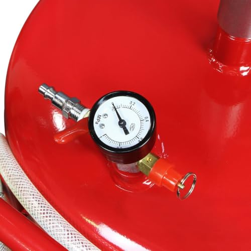 XtremepowerUS 23 Gallon Portable Waste Oil Drain Tank, Air Operated Oil Drain with Adjustable Height Funnel, Heavy-Duty Rolling Used Oil Collector for Cars, Trucks, SUVs & Auto Repair Shops, Red - size: 23 Gallon