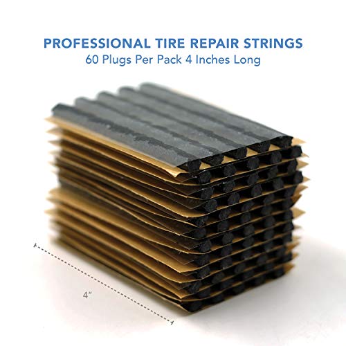 CKAuto 60 pcs 4" Black Tire Repair Strings Tire Repair Plugs - color: Black, size: 4" x φ0.236" 60pcs